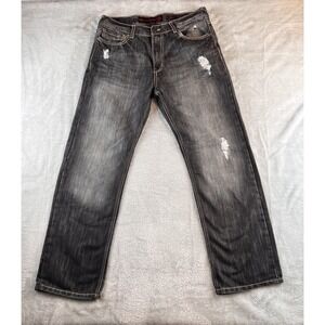 Unlimited Patience Denim Lab Jeans Mens 36x32 Black Straight Distressed Denim